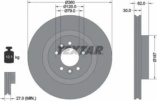 Textar Front Coated High-Carbon Brake Disc Pro+ Vented 92283205 360mm - image 4