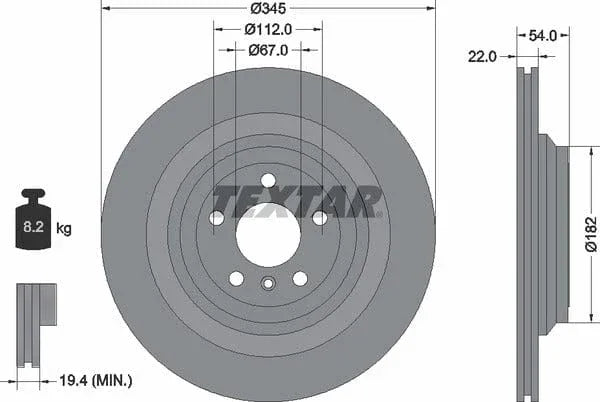 Textar Rear Brake Disc Pro Vented 92284003 345mm - image 4