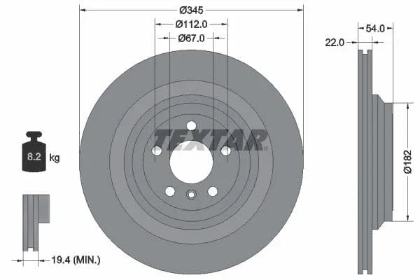 Textar Rear Brake Disc Pro Vented 92284003 345mm - image 3