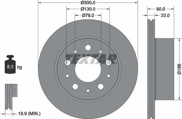 Textar Rear Brake Disc Pro Vented 92284303 300mm - image 4