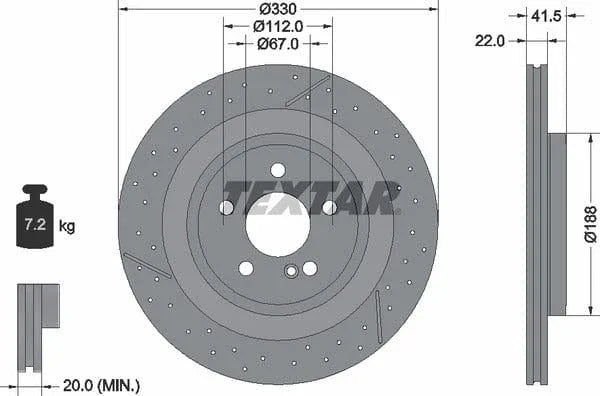Textar Rear Brake Disc Pro+ Vented Perforated Vented 92290605 330mm - image 4
