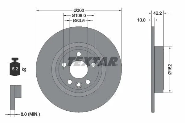 Textar Rear Brake Disc Pro Solid 92293803 300mm - image 3