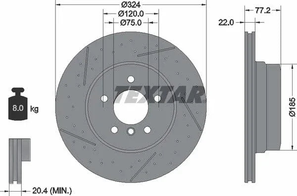 Textar Rear Brake Disc Pro+ Perforated Vented 92295505 324mm - image 4