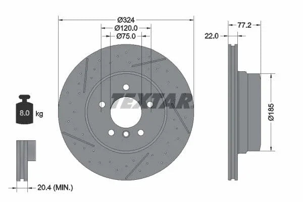 Textar Rear Brake Disc Pro+ Perforated Vented 92295505 324mm - image 3