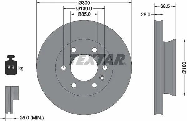Textar Front Coated Brake Disc Pro Vented 92301203 300mm - image 4