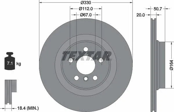 Textar Rear Brake Disc Pro+ Vented 92306805 330mm - image 4