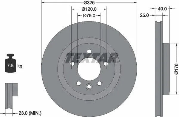 Textar Rear Brake Disc Pro Vented 92307803 325mm - image 4