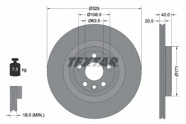 Textar Rear Brake Disc Pro+ Vented 92314305 325mm - image 3