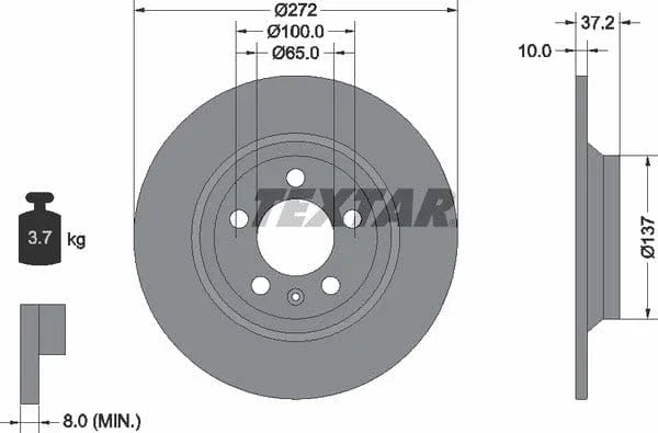 Textar Rear Brake Disc Pro Solid 92315303 272mm - image 4