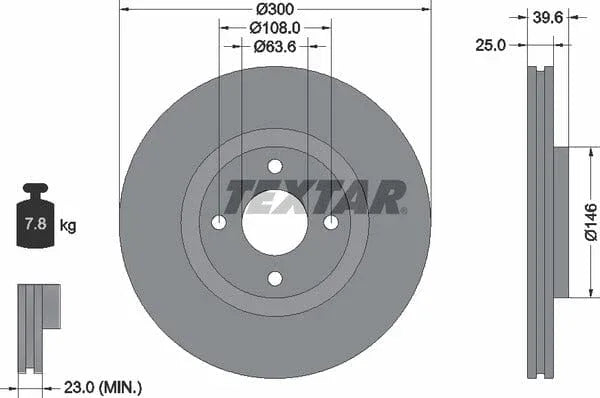 Textar Front Coated Brake Disc Pro Vented 92315503 300mm - image 4
