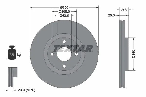 Textar Front Coated Brake Disc Pro Vented 92315503 300mm - image 3