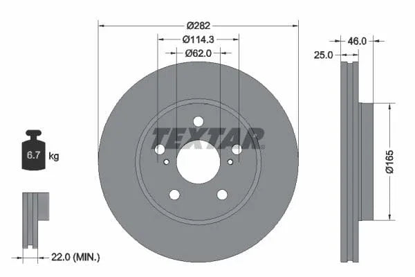Textar Front Coated Brake Disc Pro Vented 92321203 282mm - image 3