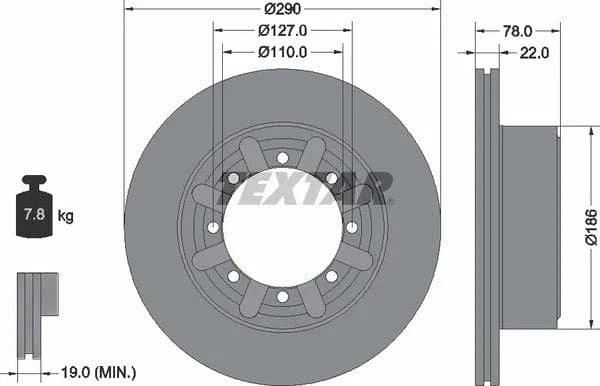 Textar Rear Brake Disc Pro Vented 92322303 290mm - image 4