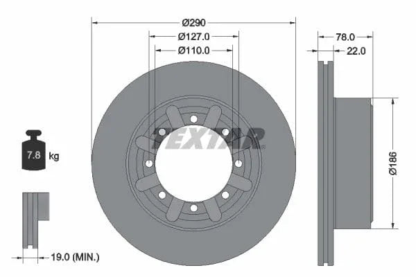 Textar Rear Brake Disc Pro Vented 92322303 290mm - image 3