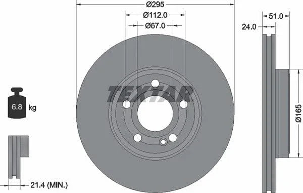 Textar Front Coated High-Carbon Brake Disc Pro+ Vented 92323505 295mm - image 4
