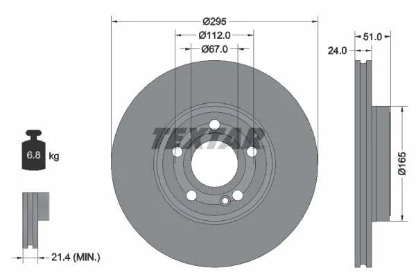 Textar Front Coated High-Carbon Brake Disc Pro+ Vented 92323505 295mm - image 3