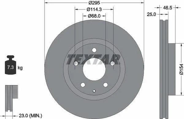 Textar Front Coated Brake Disc Pro Vented 92326203 295mm - image 4