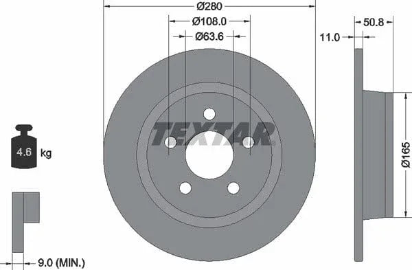 Textar Rear Brake Disc Pro Solid 92326403 280mm - image 4
