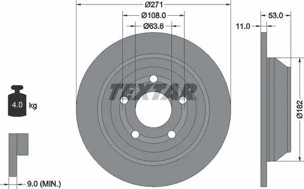 Textar Rear Brake Disc Pro Solid 92327403 271mm - image 4