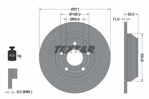Textar Rear Brake Disc Pro Solid 92327403 271mm - image 3