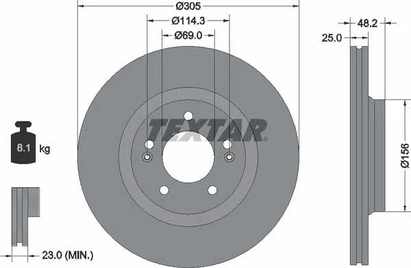 Textar Front Coated Brake Disc Pro Vented 92333203 305mm - image 4