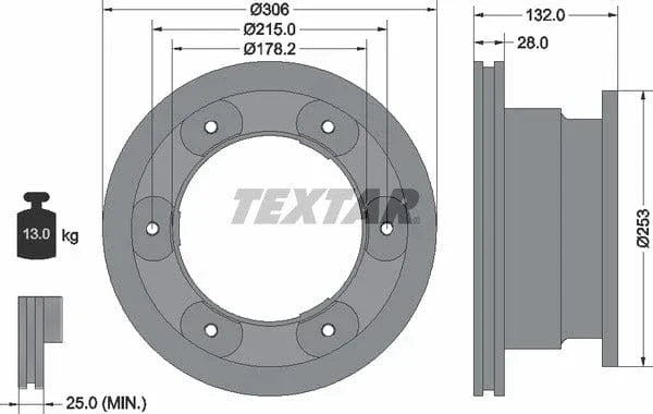 Textar Rear Brake Disc Pro Vented 93177703 306mm - image 4