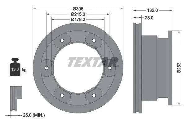 Textar Rear Brake Disc Pro Vented 93177703 306mm - image 3