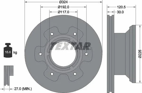 Textar Rear Brake Disc Vented 93191500 324mm - image 4
