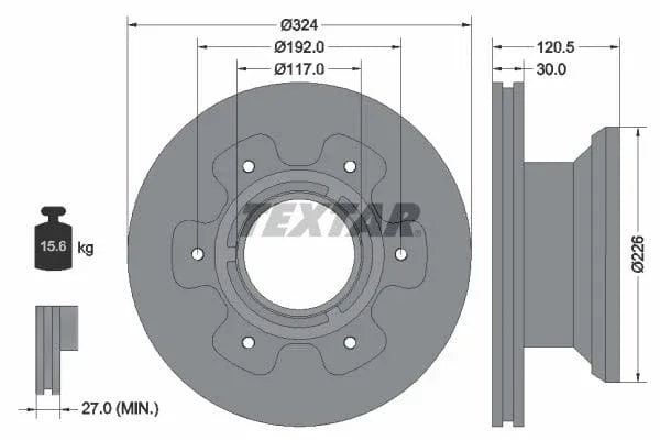 Textar Rear Brake Disc Vented 93191500 324mm - image 3