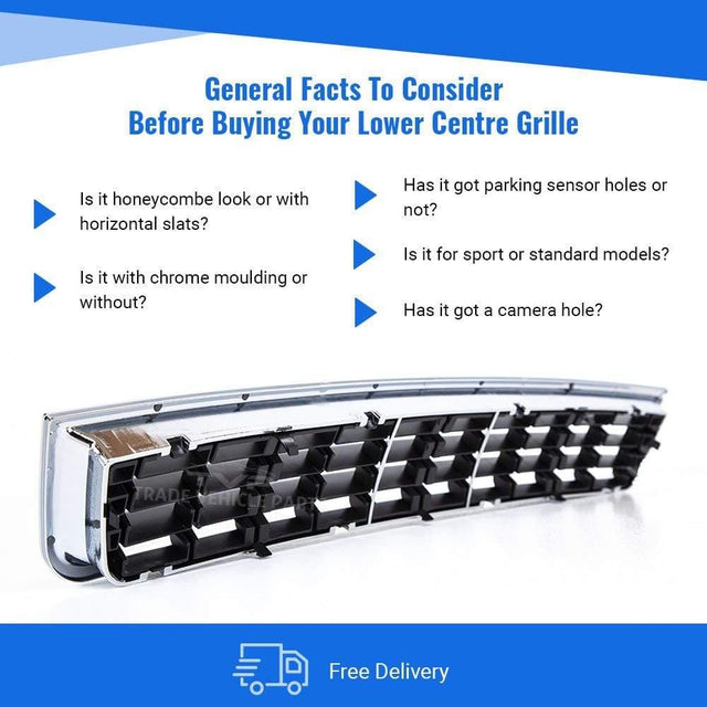 Fits Audi A4 2001-2005 Front Lower Centre Bumper Grille Black & Chrome - image 4
