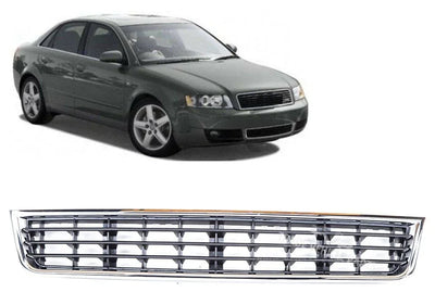 Fits Audi A4 2001-2005 Front Lower Centre Bumper Grille Black & Chrome - tradevehicleparts.co.uk