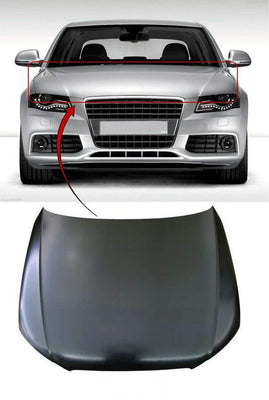 Fits Audi A4 2008-2012 Bonnet Primed Saloon Estate Not Convertible - tradevehicleparts.co.uk