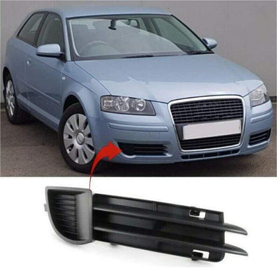 Fits Audi A3 3Dr Hatch 2005-2008 Driver Side Front Bumper Fog Grille No Lamp Hole - tradevehicleparts.co.uk