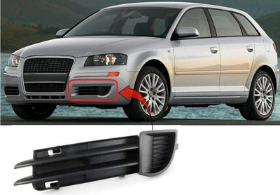 Fits Audi A3 5Dr Hatch 2004-2008 Front Bumper Fog Grille No Lamp Hole Passenger Side - tradevehicleparts.co.uk