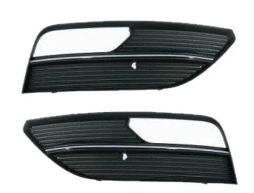 Fits Audi A3 2012-2016 Front Bumper Fog Grille With Chrome Trim Pair Left & Right With Hole - image 2