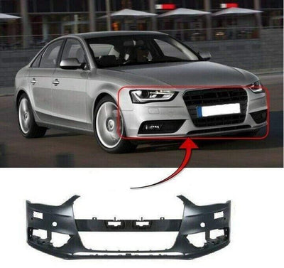 Fits Audi A4 Saloon 2012-2015 Front Bumper Primed With Pdc & Washer Holes - tradevehicleparts.co.uk