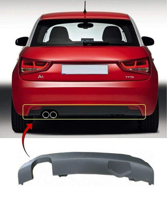 Fits Audi A1 2010-2015 Rear Bumper Spoiler Mat Black Single Exhaust Twin Pipe Standard Models - tradevehicleparts.co.uk