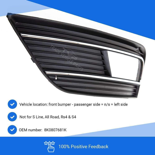 Fits Audi A4 2012-2015 Front Bumper Fog Grille With Fog Hole Estate Passenger Side - image 2