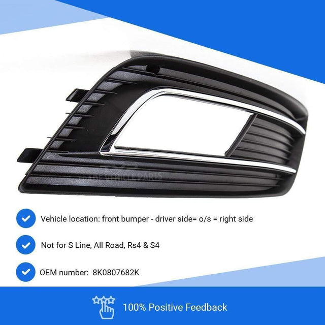 Fits Audi A4 2012-2015 Front Bumper Fog Grille With Fog Hole Estate Driver Side - image 2