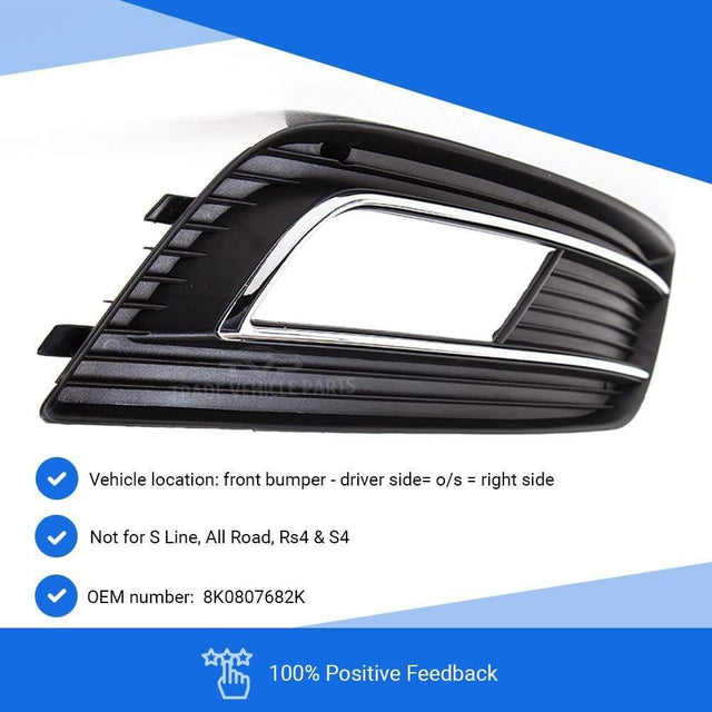 Fits Audi A4 2012-2015 Front Bumper Fog Grille With Fog Hole Saloon Driver Side - image 2