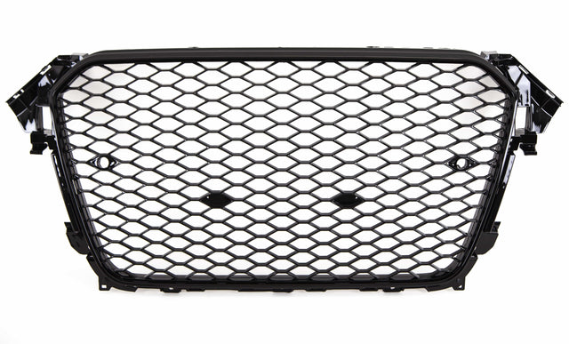 Fits Audi A4 S4 2012-2015 Front Main Grille Gloss Black Honeycomb Sport Badgeless - image 4