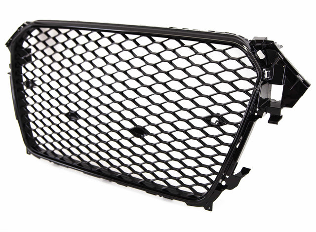 Fits Audi A4 S4 2012-2015 Front Main Grille Gloss Black Honeycomb Sport Badgeless - image 3