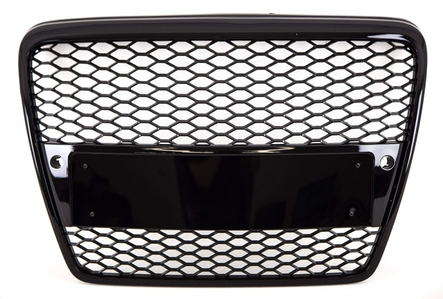 Fits Audi A6 S6 2008-2011 Front Main Grille Gloss Black Honeycomb Sport Badgeless - image 4