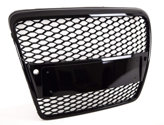 Fits Audi A6 S6 2008-2011 Front Main Grille Gloss Black Honeycomb Sport Badgeless - image 2