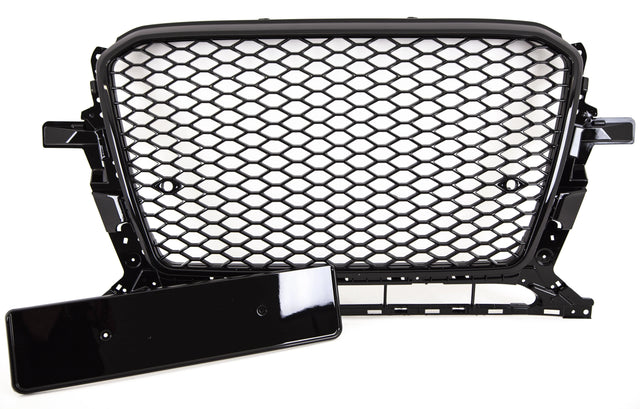 Fits Audi Q5 2012-2016 Front Main Grille Gloss Black Honeycomb RS Look Badgeless - image 4