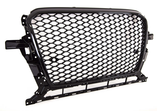 Fits Audi Q5 2012-2016 Front Main Grille Gloss Black Honeycomb RS Look Badgeless - image 3
