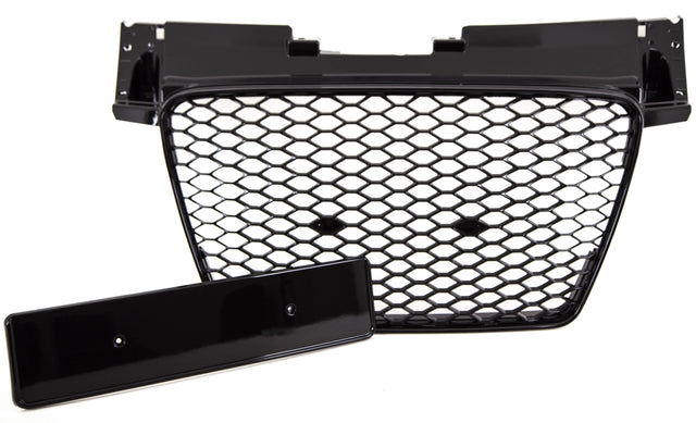 Fits Audi TT 2006-2014 Front Main Grille Gloss Black Honeycomb RS Look Badgeless - image 3