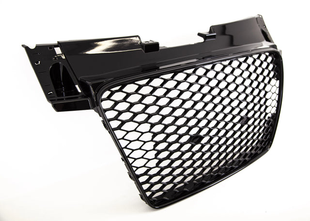 Fits Audi TT 2006-2014 Front Main Grille Gloss Black Honeycomb RS Look Badgeless - image 2