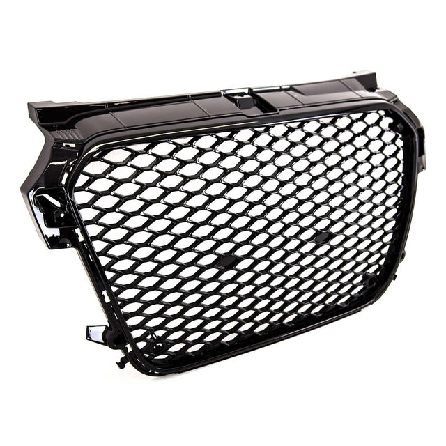Fits Audi A1 S1 2011-2015 Front Main Grille Gloss Black Black Honeycomb Sport Badgeless - image 4