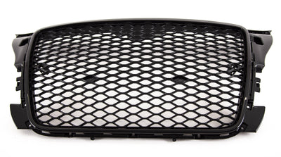 Fits Audi A3 S3 2008-2012 Front Main Grille Gloss Black Honeycomb RS3 Look Badgeless - tradevehicleparts.co.uk